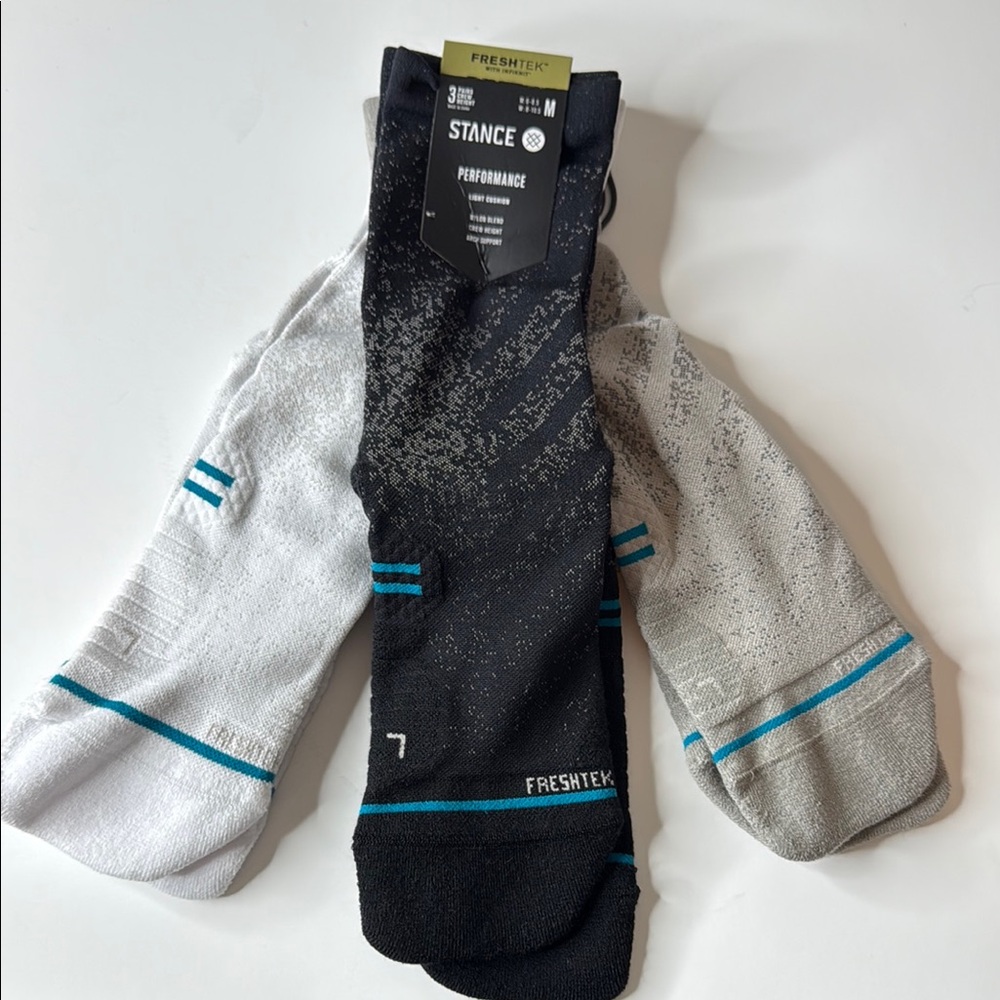 Stance 3pk Performance Crew Run LT Socks Multi Medium